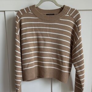 Striped Tan and White Sweater